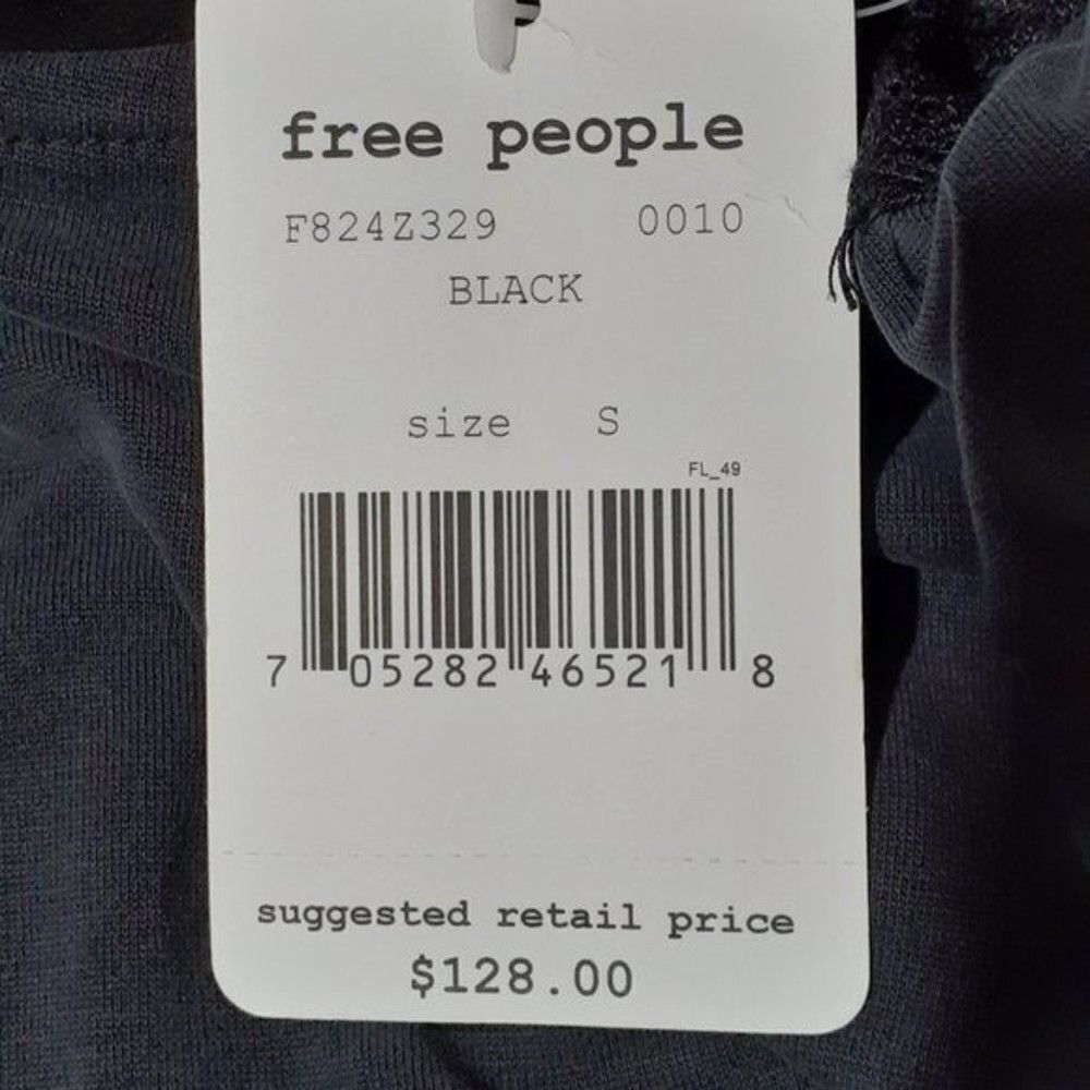Free People Jessie's Peasant Sleeve Women's Mini Dress Black Honeycomb Detail Sz - Picture 10 of 11